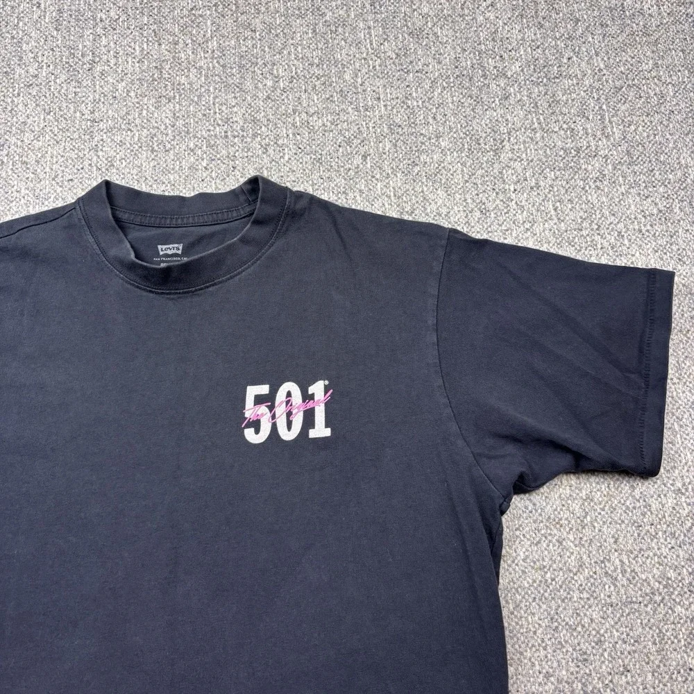 Levi's 501 Vintage On The Fly‎ Graphic T-Shirt Black Men's Size Small